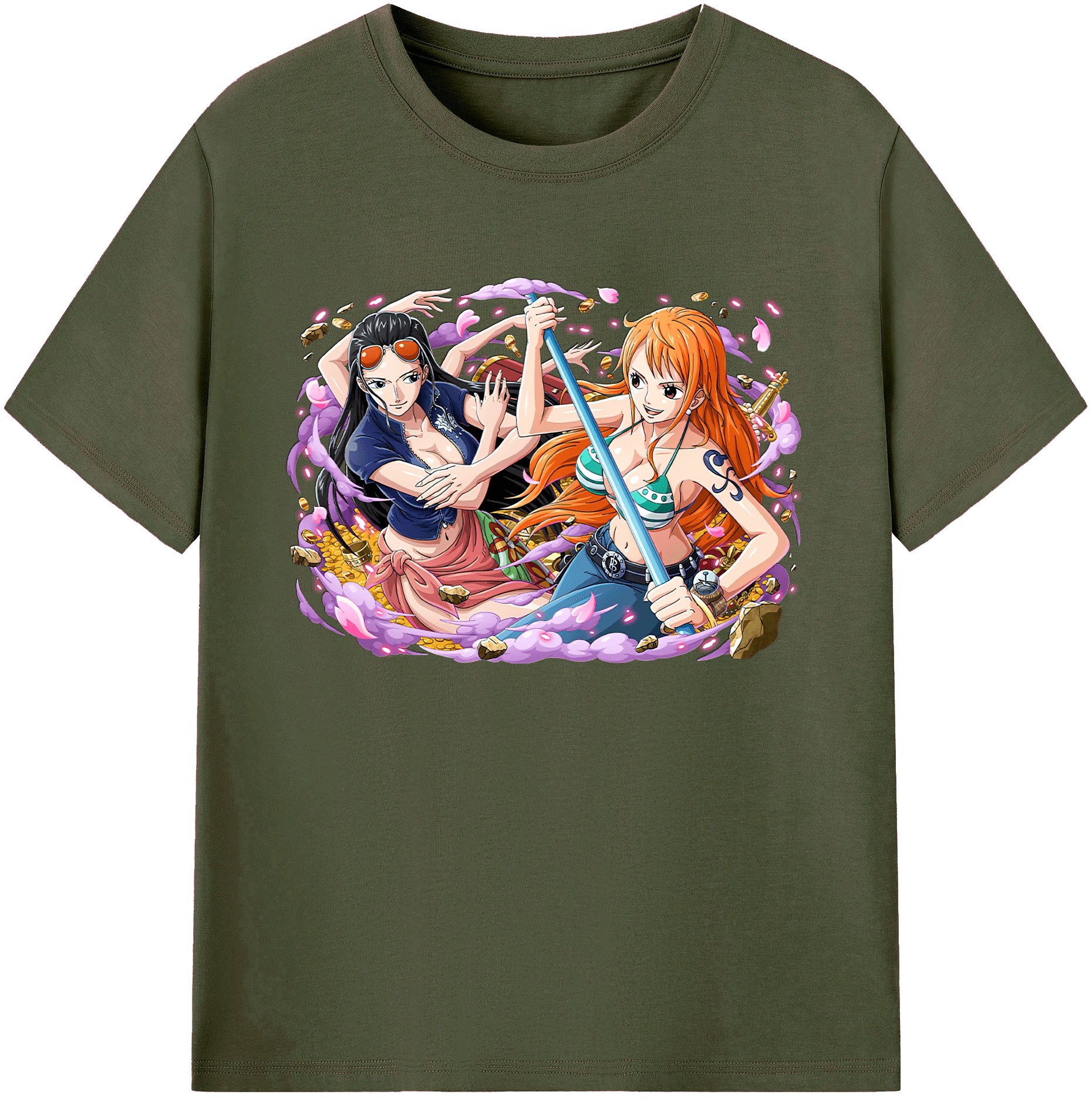 ワンピース ニコ・ロビン ONE PIECE Nico Robin 綿100％ メンズ半袖Tシャツ｜肌触りやわらか＆通気性